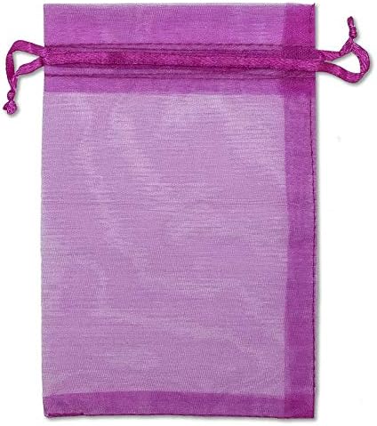 TheDisplayGuys 48-Pack 4x6 Hot Pink Sheer Organza Gift Bags with Drawstring, Jewelry Candy Treat