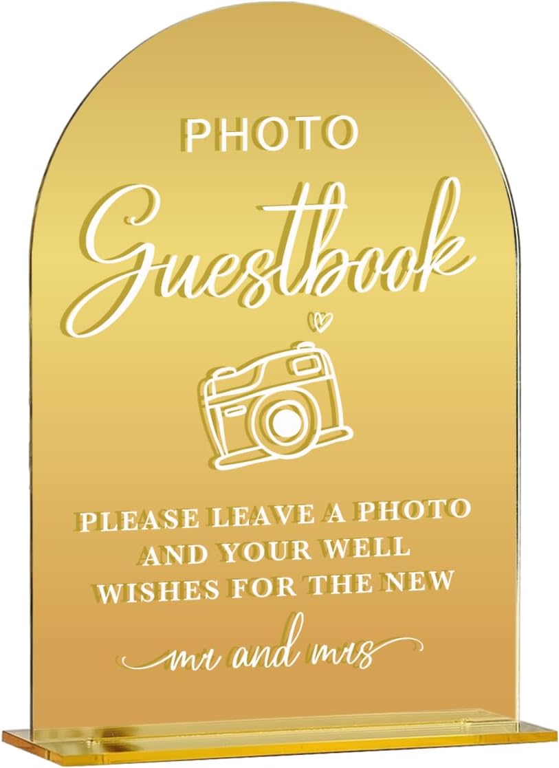 Acrylic Wedding Sign, Bridal Shower Decorations, Photo Guestbook Sign for Ceremony, Modern Font