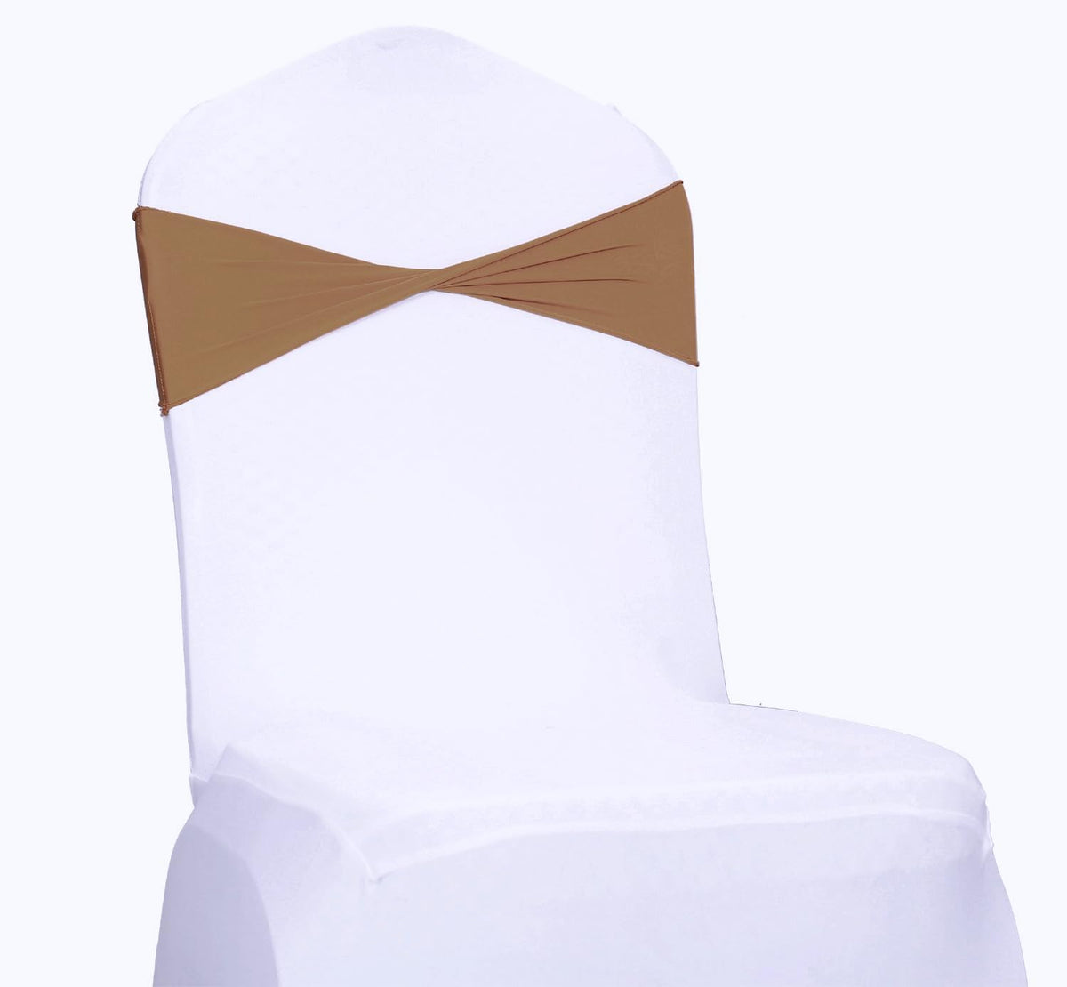 VDS Pack of 75 PCS | Mocha | Spandex Chair Sashes Bows Without Buckle | Stretch Elastic Banquet