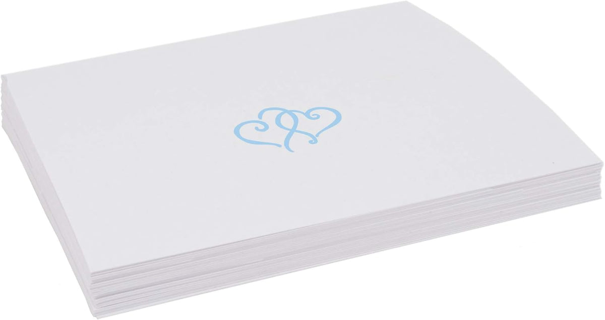Linked Hearts Place Cards, Light Blue (Choose Color), Set of 25, Pre-cut and Scored - Wedding