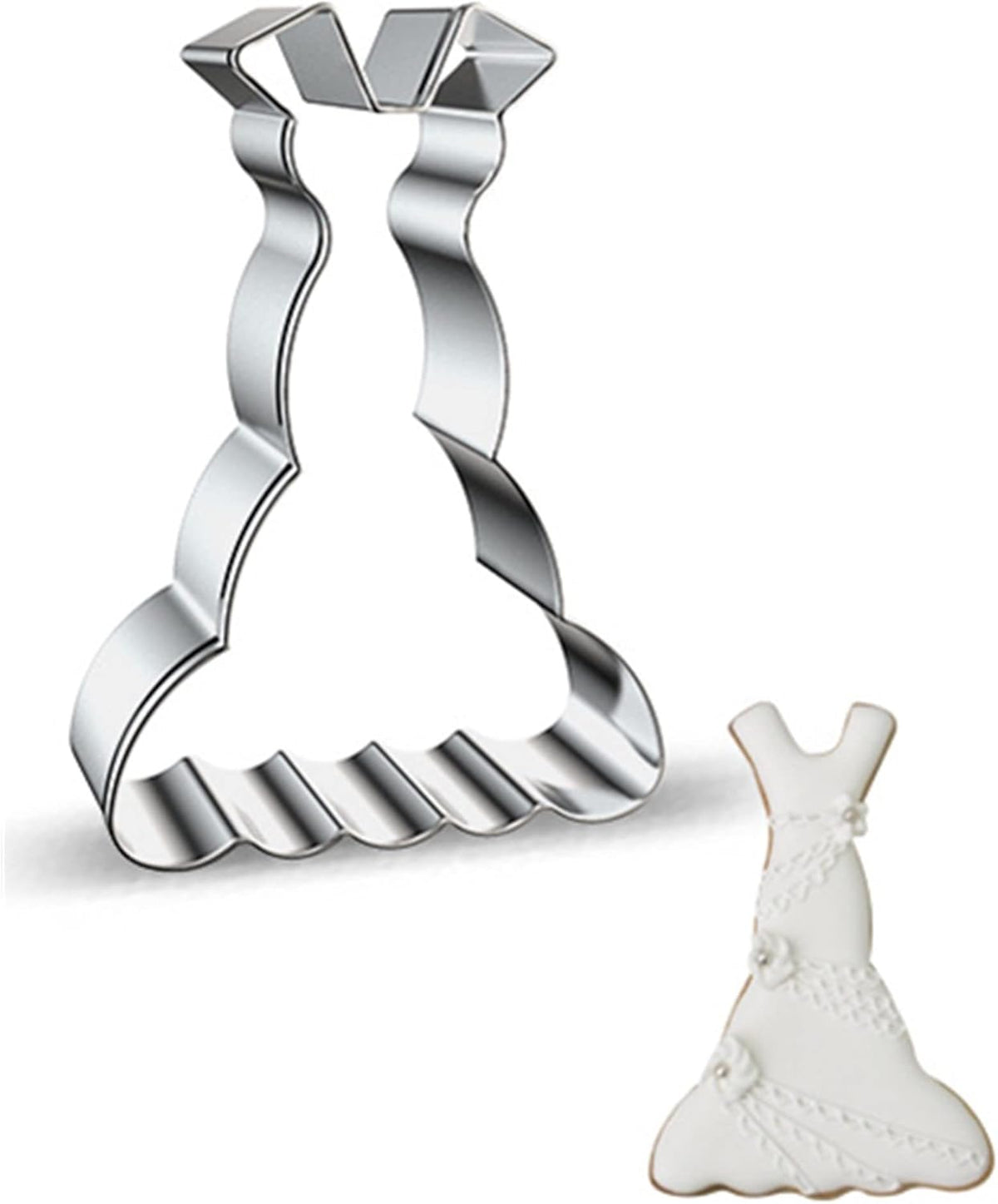 Large Size Dress Shaped Cookie Cutter, Stainless Steel Sleeveless Mermaid Fishtail Princess Wedding