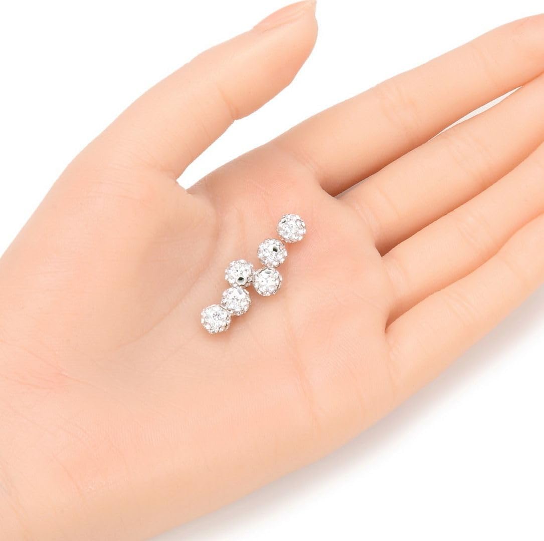 100pcs Adabele Grade A Suncatcher Crystal Rhinestone Pave Loose Beads 6mm Clear White Polymer Clay