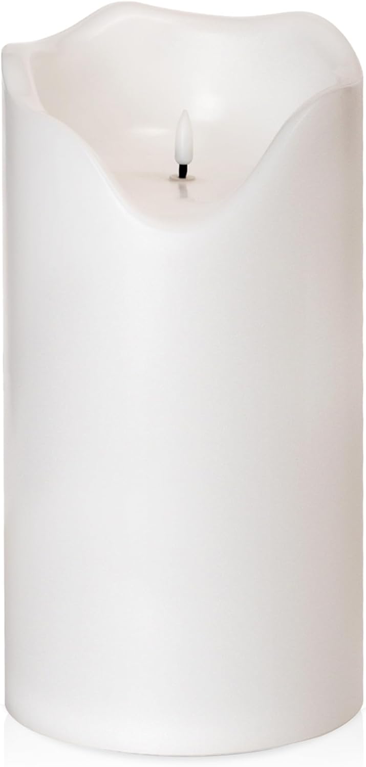 Homemory 6.3" x 12" Extra Large Outdoor Waterproof Candle with Auto 6-Hour Timer, White Plastic