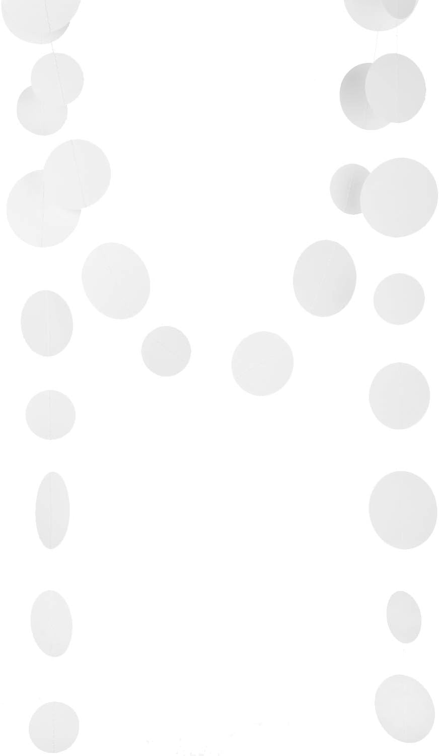 White Paper Garland Circle Dot Party Banner Wall Streamers Backdrop Ceiling Hanging Decorations, 20