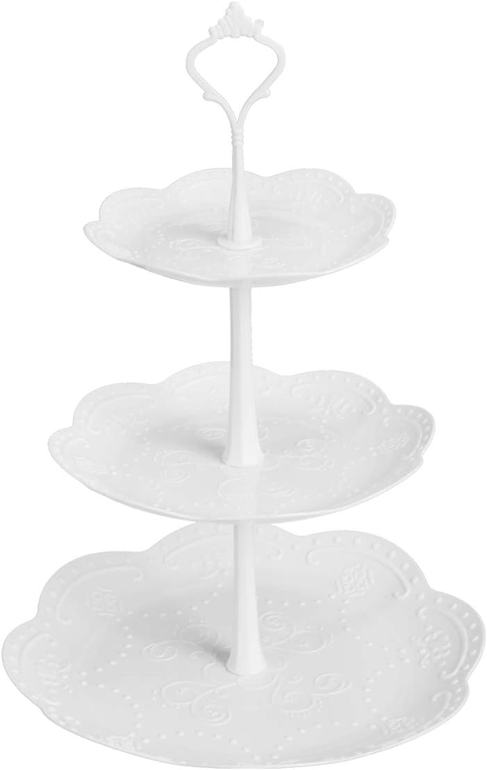 Coitak 3 Tier Cupcake Stand, Plastic Tiered Serving Stand, Dessert Tower Tray for Tea Party, Baby