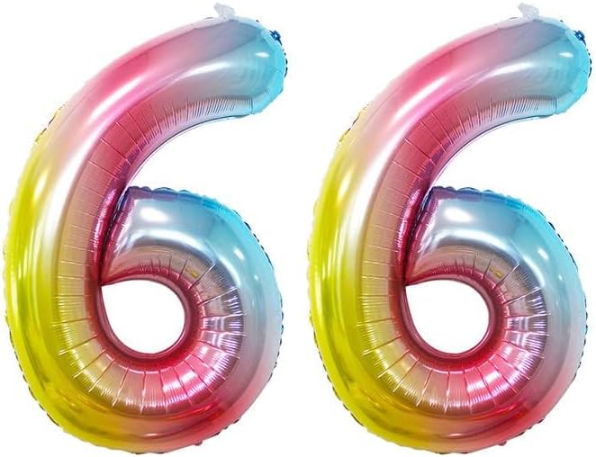 GOER Rainbow Foil Balloons Number 6,Huge Number Balloons for 6th Birthday Party Supplies