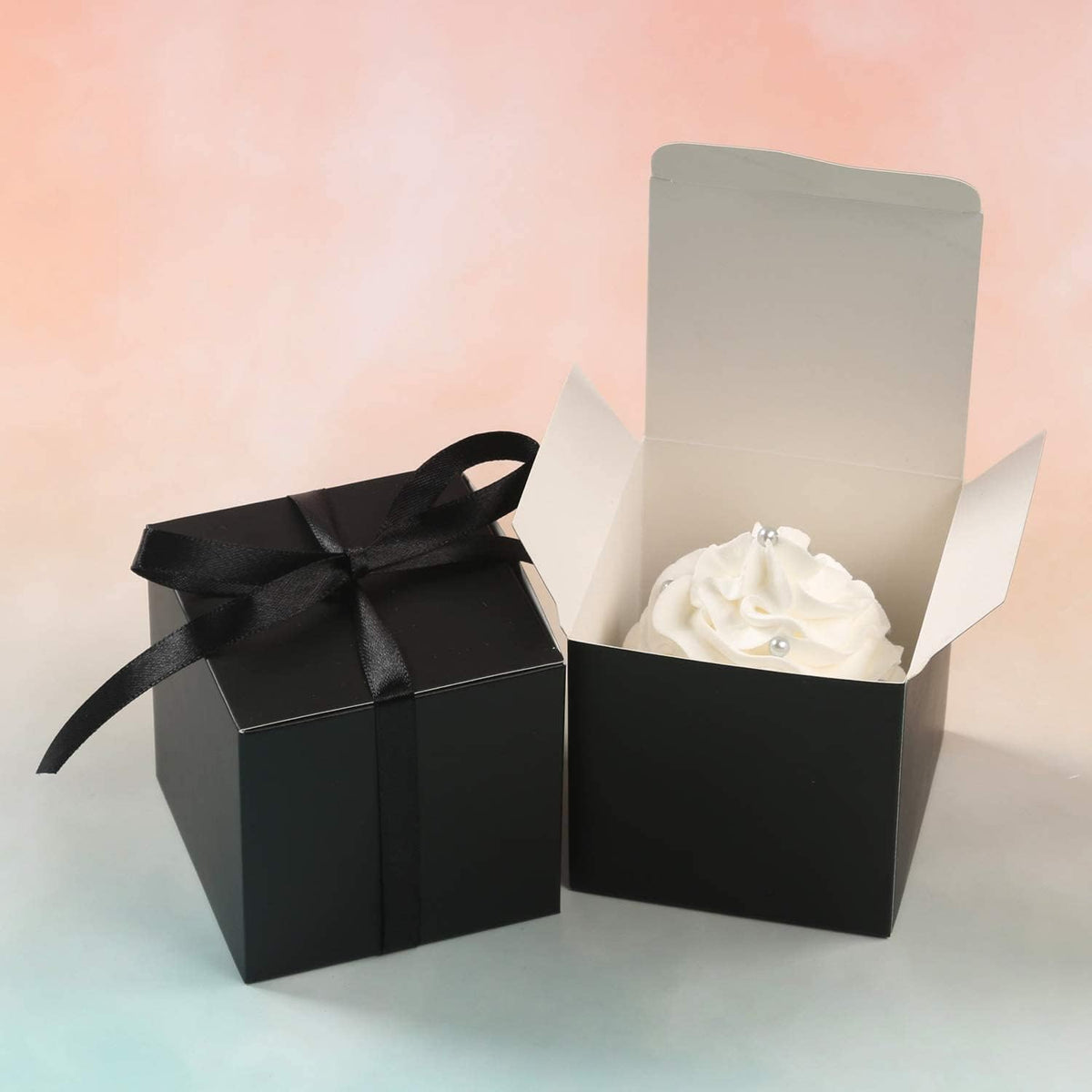 COTOPHER 25pcs Wedding Favor Boxes, Paper Gift Boxes 3x3x3 Inches Small Gift Boxes with Ribbons for