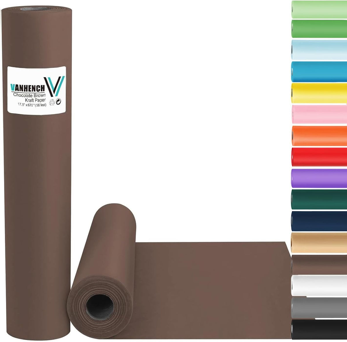Vanhench 17.5"×963" (80/1/4FT) Wrapping Paper, Chocolate Brown Art Craft Paper Roll for Men Boys