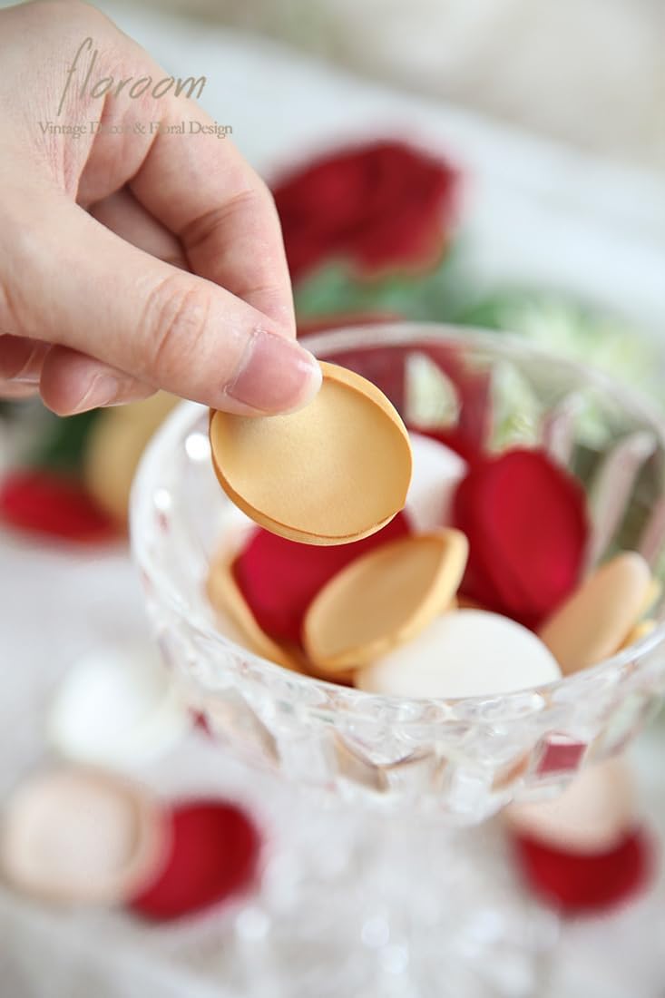 Floroom 300pcs Rose Petals Red Gold Faux Silk Flower Petals for Wedding Flower Girl Basket Aisle