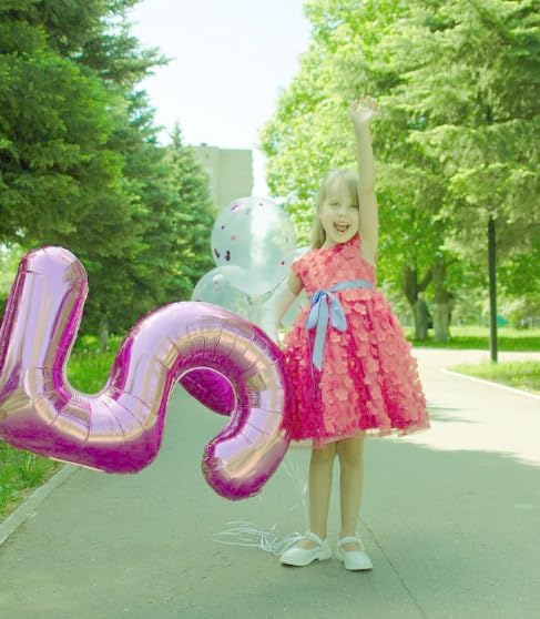 Pink 5 Number Balloon 40 Inch Large Birthday Balloon, Five 5th 15 25 35 50 55 Birthday Celebration