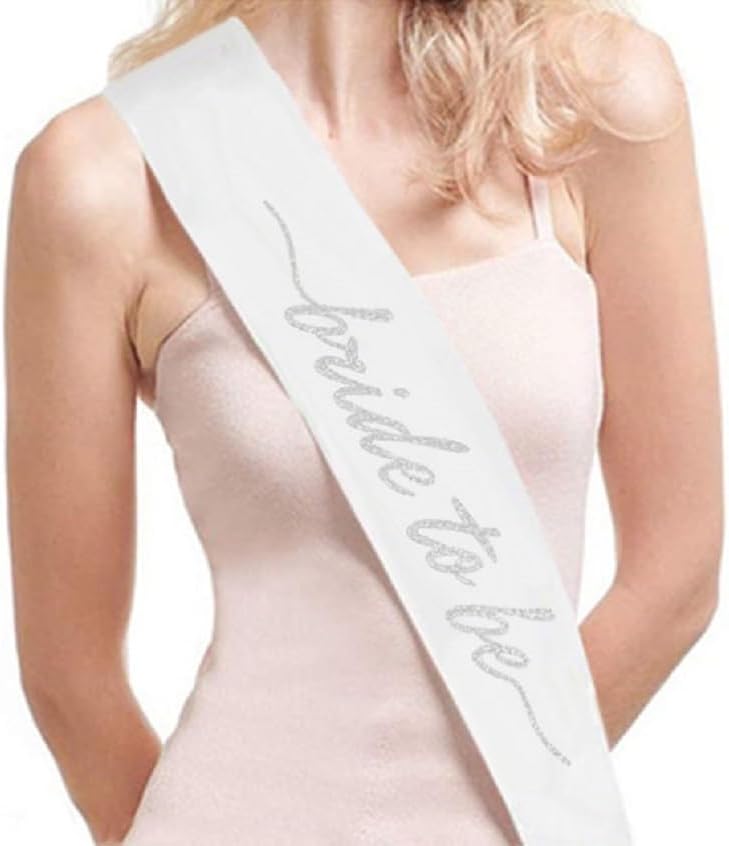3PCS Glitter Silver Bride To Be Sash and Veil Bride Heart Pearl Sunglasses for Bachelorette Bridal