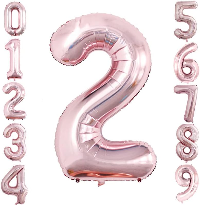 GOER Rose Gold Foil Balloons Number 2,Huge Number Balloons for 2nd 22nd Birthday Party Supplies