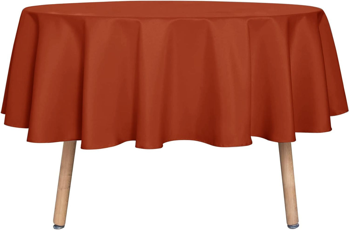 sancua Fall Round Tablecloth - 60 Inch Burnt Orange - Water Resistant Spill Proof Washable
