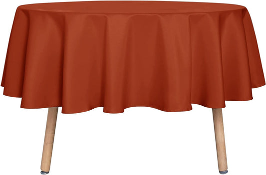 sancua Fall Round Tablecloth - 60 Inch Burnt Orange - Water Resistant Spill Proof Washable