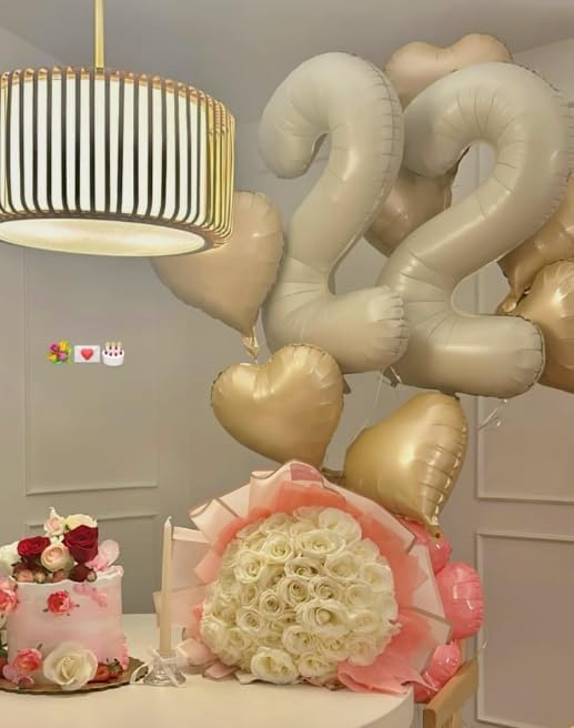 40 Inch Cream White Large Number 4 Birthday Balloon, Giant Number Four 14 24 34 40 44 Balloons