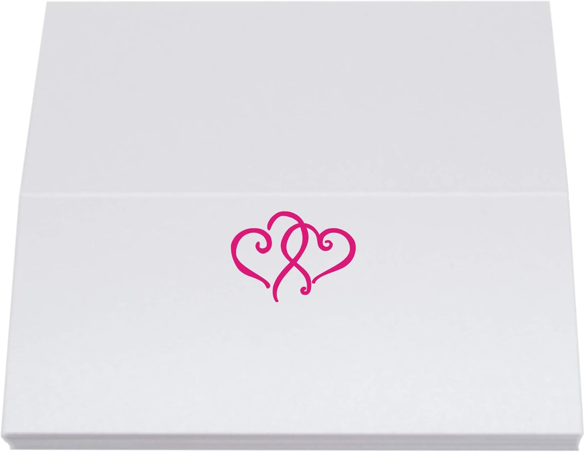 Linked Hearts Place Cards, Fuschia (Choose Color), Set of 25, Pre-cut and Scored - Wedding, Party