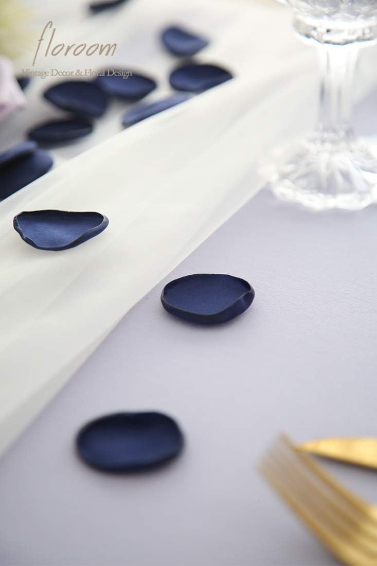 Floroom 300pcs Rose Petals Navy Blue Faux Silk Flower Petals for Wedding Flower Girl Basket Aisle