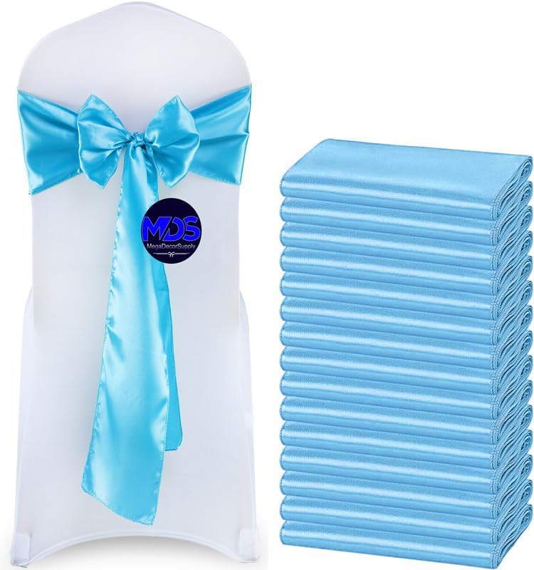 MDS Pack of 300 PCS Satin Chair Sashes Charmeuse Sateen Dining Chair Bows Ribbon Ties Back Sash for