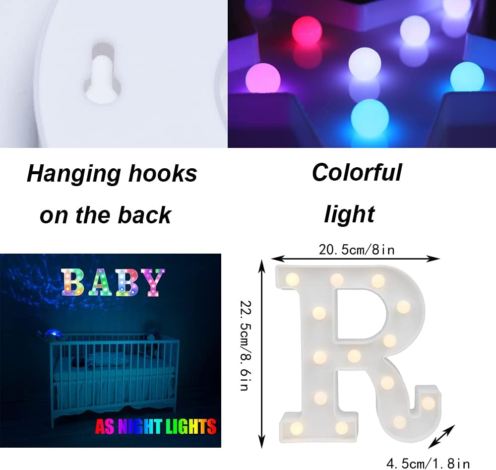 Light Up Colorful LED Marquee Letter lights, 18 Colors Changing Alphabet Letters Sign with Remote