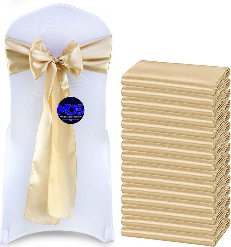 MDS Pack of 300 PCS Satin Chair Sashes Charmeuse Sateen Dining Chair Bows Ribbon Ties Back Sash for