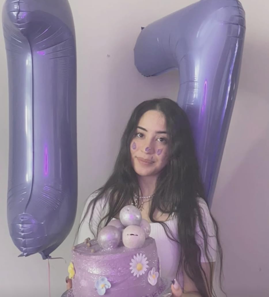 Lilac Number 1 Balloon 40 inch, Number 1 Birthday Balloons for Boy Girl, Lavender Foil One Balloon