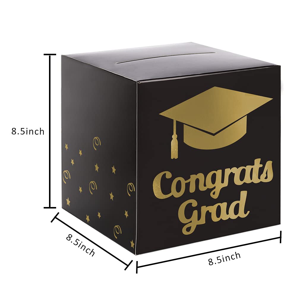 Partico Graduation Card Box Holder, Grad Party Decorations (Black)
