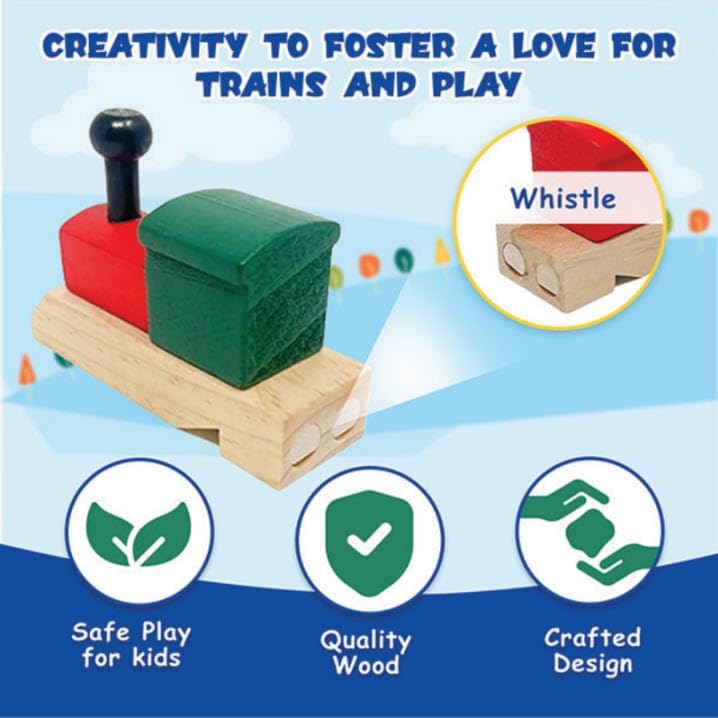 Podzly 12 Pack of Wooden Train Whistles - Fun Noise Maker Wood Toys for Kids, Montessori Toy and