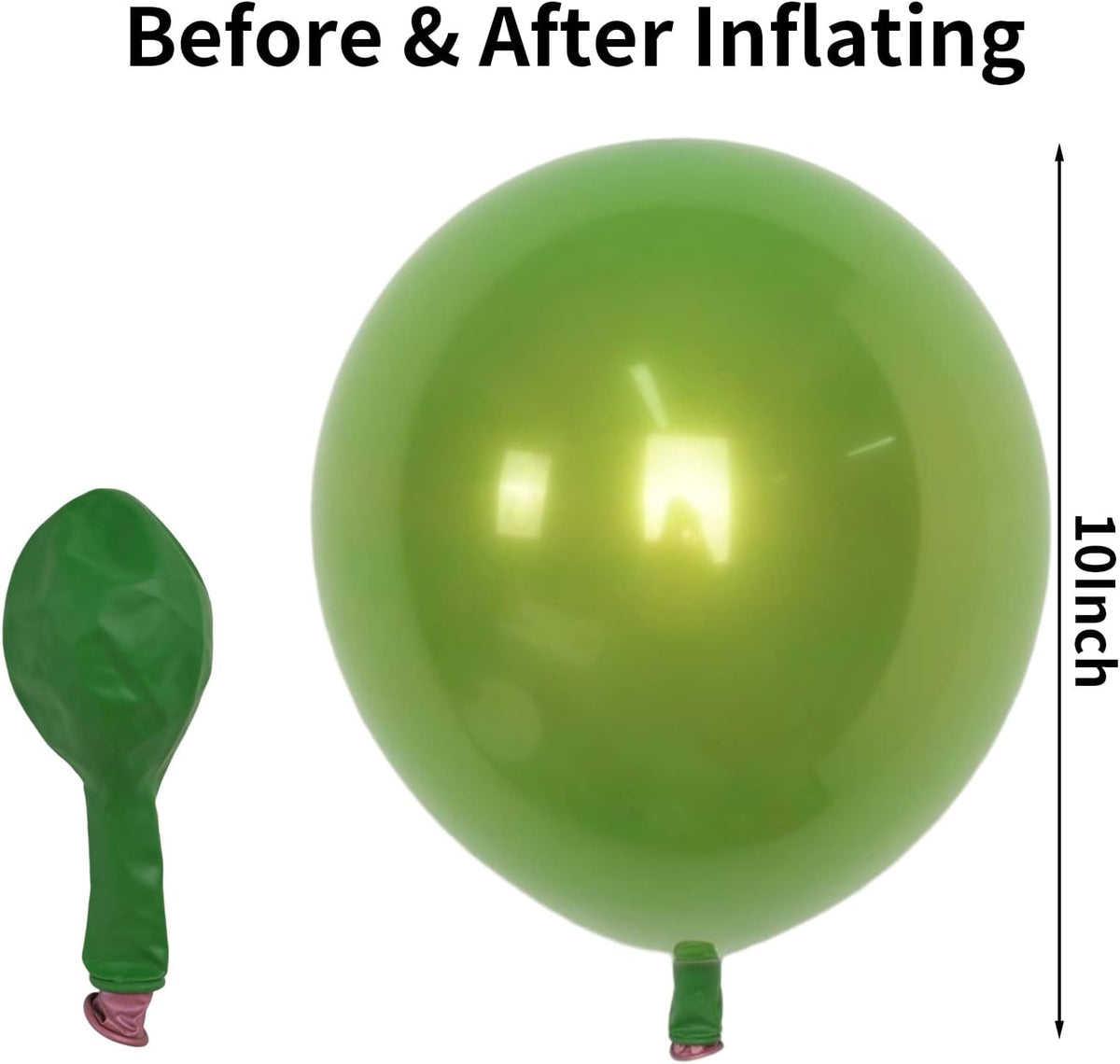 Chrome Green Balloons, 50 PCS 10 Inch Double-Layered Metallic Light Green Balloons, Shiny Thick