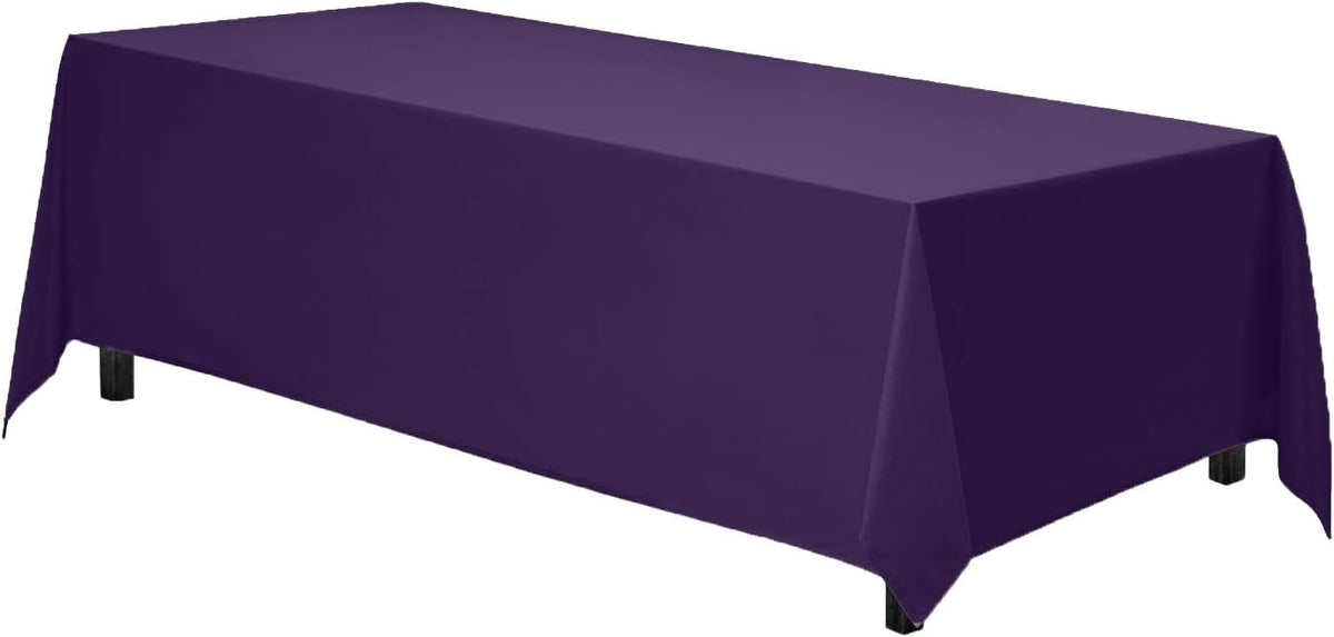 Gee Di Moda Rectangle Tablecloth - 70 x 120 Inch Purple - Heavy Duty Washable Polyester - For 6 or