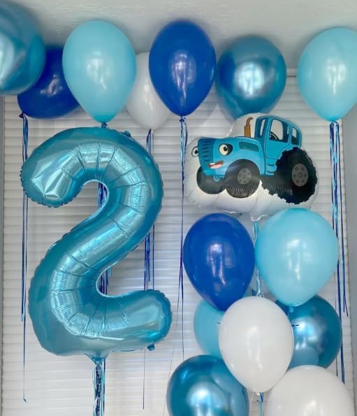 40 Inch Big Pearl Blue Number 2 Balloon Birthday Decoration, Number 2 Helium Balloon 12 20 22 23 24