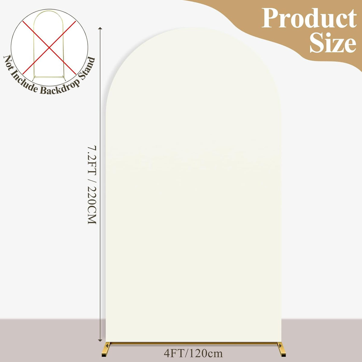 Ledido Wedding Arch Backdrop Cover 7.2FT Arch Covers Fitted Stretchy Spandex Round Top Stand
