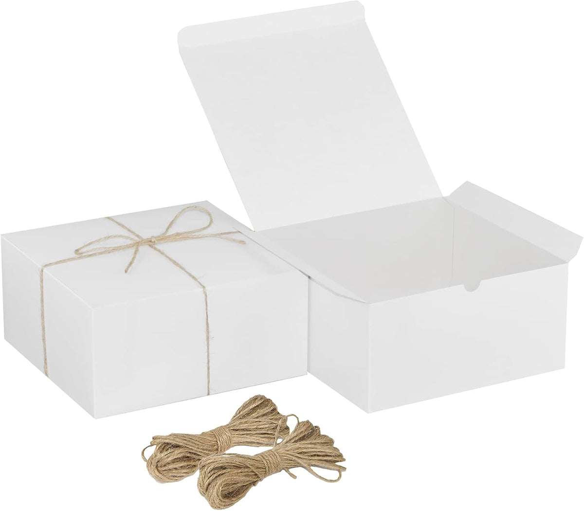 Xxcxpark 16 PCS White Gift Boxes 8x8x4 Inches, Decorative Party Favor Kraft Paper Gift Packaging