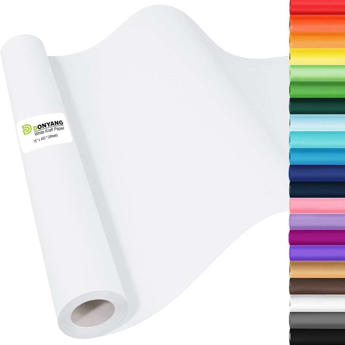 White Wrapping Paper Craft Paper Kraft Paper Roll 15" x 450", Bulletin Board Paper, Arts & Crafts