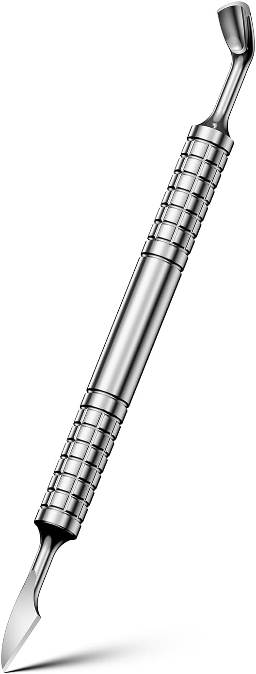 2025 Upgraded Dual-Head Cuticle Pusher Tool - Horseshoe shape & Chisel Edge Stainless Steel Remover