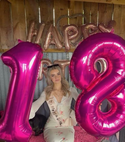 Hot Pink Foil Number 8 Balloon 40 Inch, Helium Mylar Eight Number 8 18 28 38 48 58 80 88 Birthday
