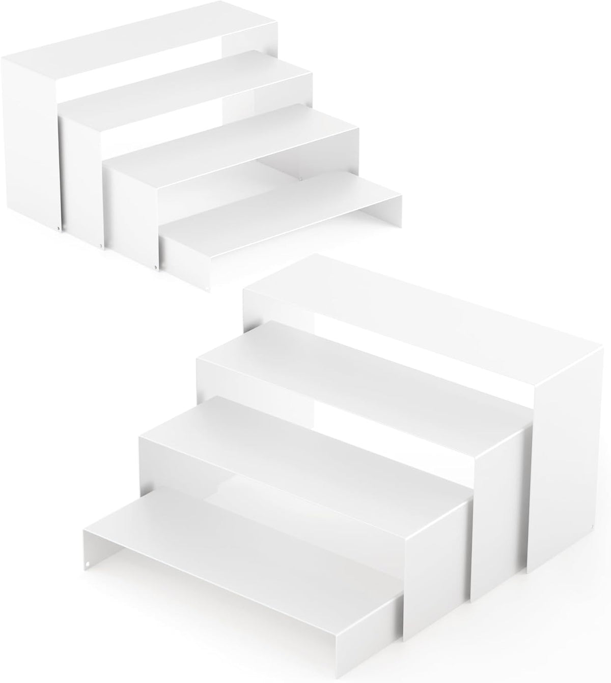 Black Matte Metal Display Stand,8 Pcs 2 Set Display Risers, Metal Rectangular Display Shelf for