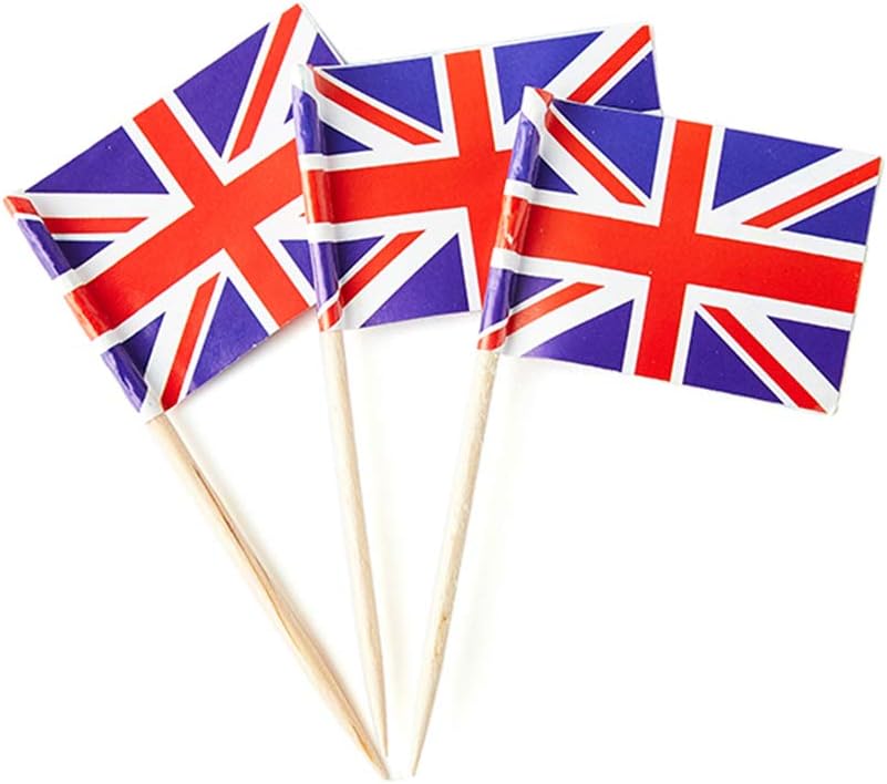 UK Flag British Flag, Small Mini British Toothpick Flags for Food, Cupcakes, Cocktails, Appetizers