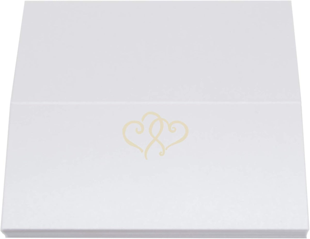 Linked Hearts Place Cards, Ivory (Choose Color), Set of 60, Pre-cut and Scored - Wedding, Party