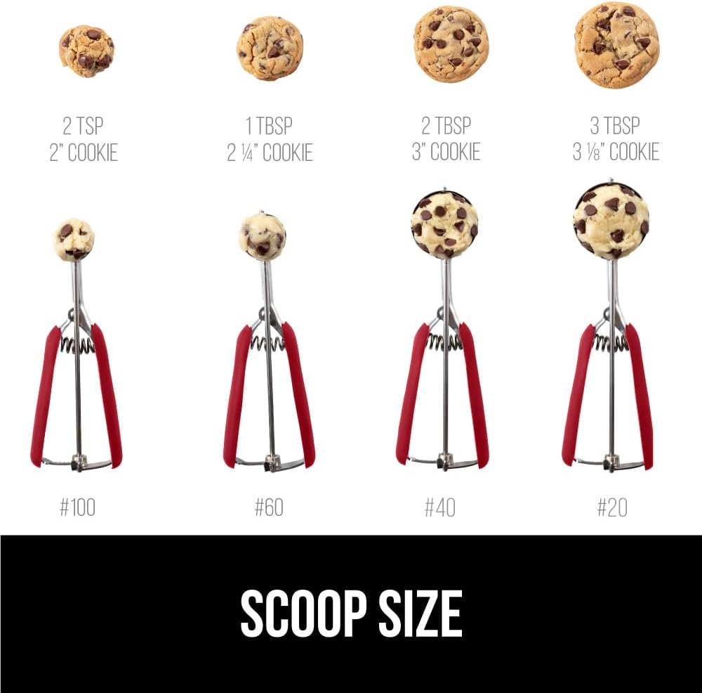 GORILLA GRIP Stainless Steel Cookie Scoop for Baking, 2 TBSP, Multipurpose Melon Baller, Meatball