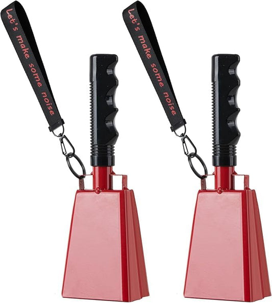 Cow Bells Noise Makers with Handle: Cowbells Hand Percussion for Sporting Events with Wrist Strap