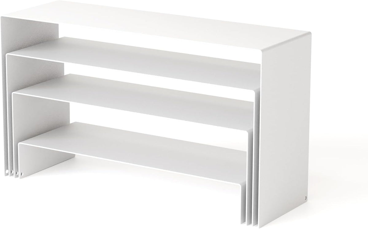 Black Matte Metal Display Stand,8 Pcs 2 Set Display Risers, Metal Rectangular Display Shelf for