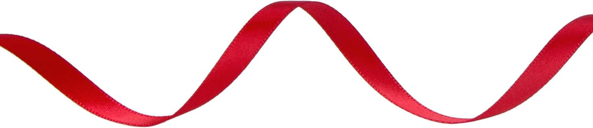 Ribbli Double Faced Red Satin Ribbon,1/4” x Continuous 25 Yards,Use for Bows Bouquet,Gift