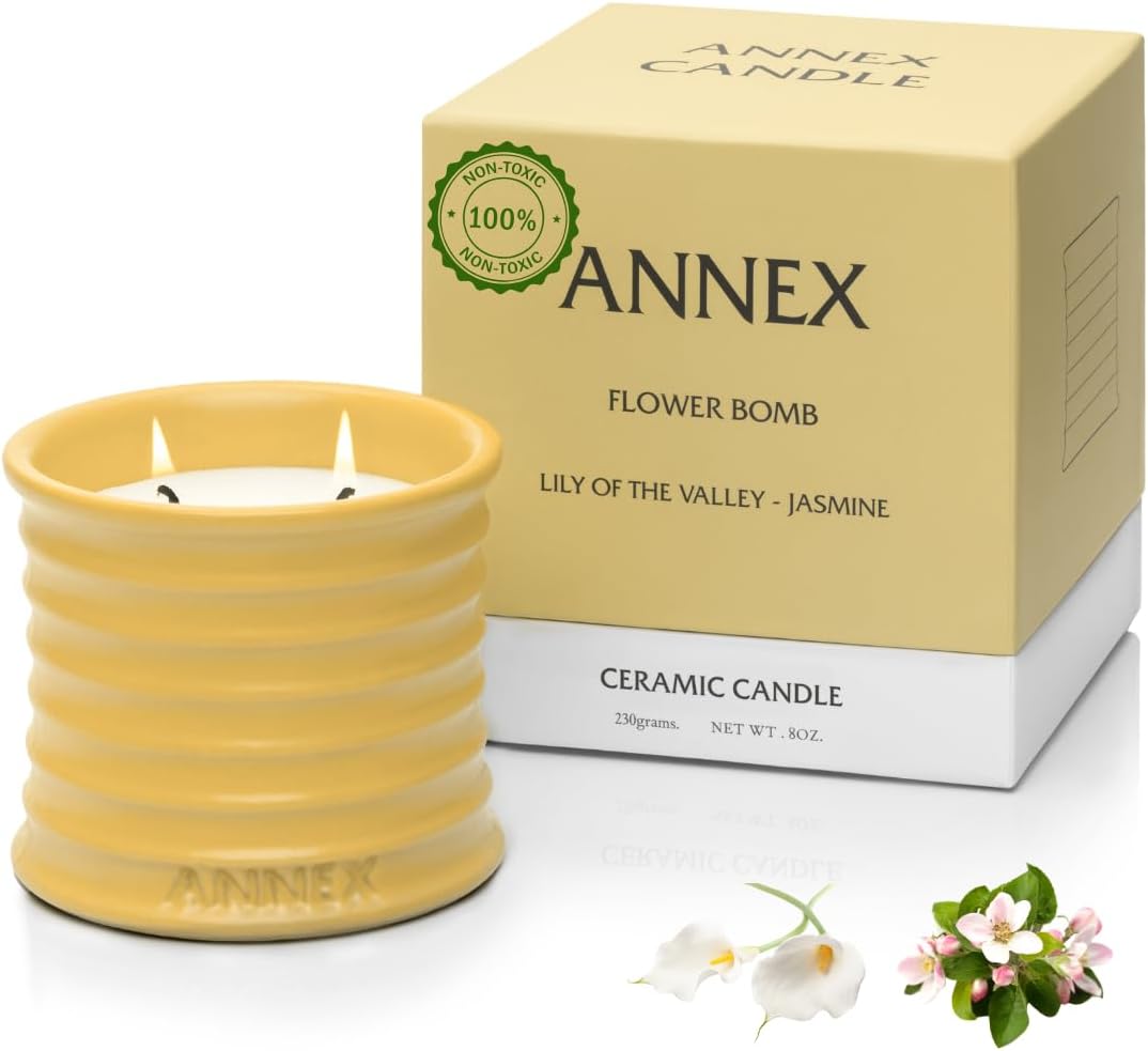 Scented Luxury Candles in Handmade Ceramic Jars, Soy Wax | Flower Bomb – Lily of The Valley &