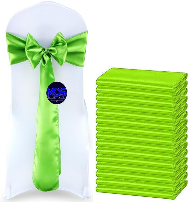 MDS Pack of 75 PCS Satin Chair Sashes Charmeuse Sateen Dining Chair Bows Ribbon Ties Back Sash for