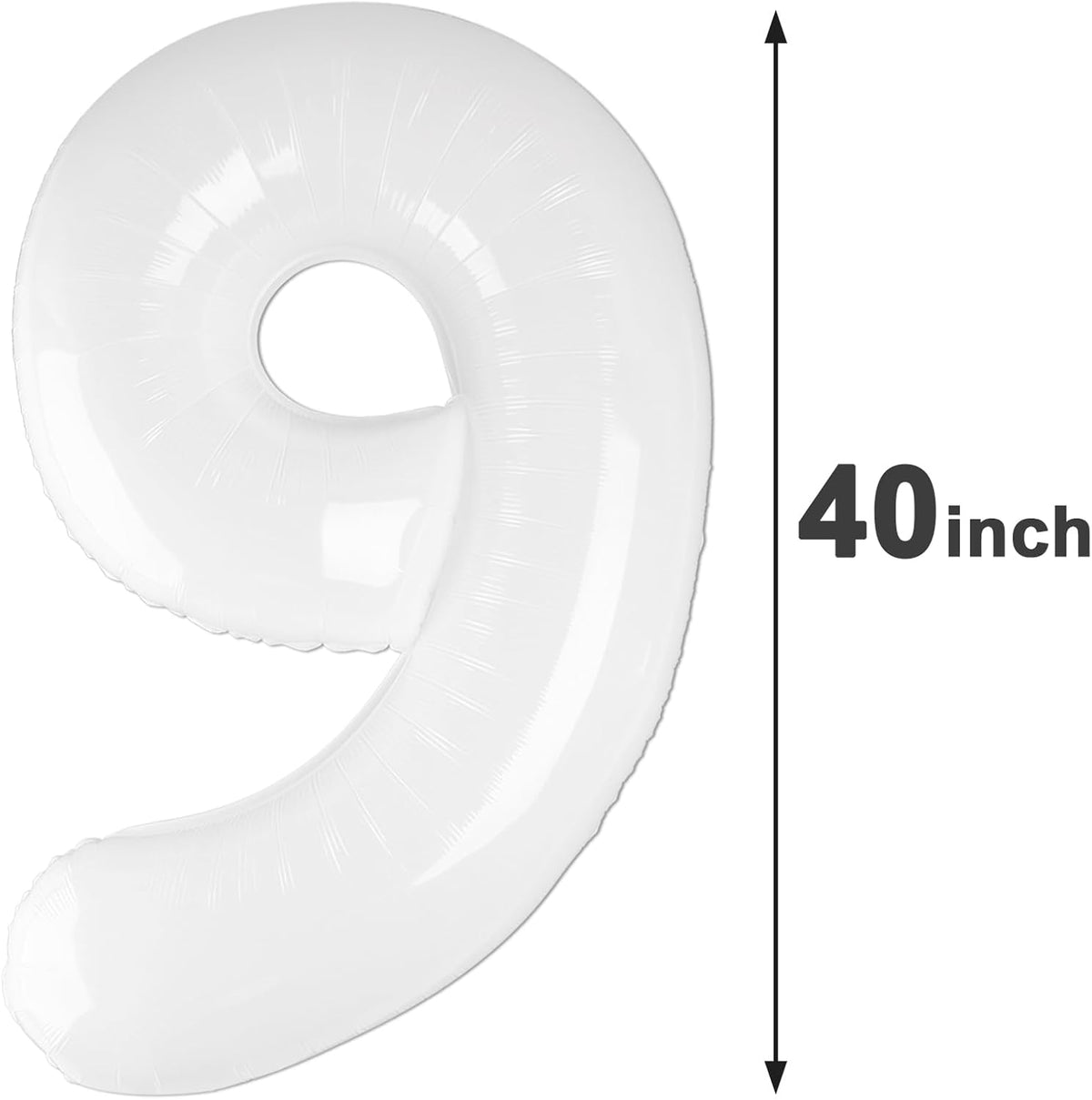 40 Inch Big White 9 Balloon Number, Jumbo Giant Happy 9th 19 29 39 49 99 Birthday Party