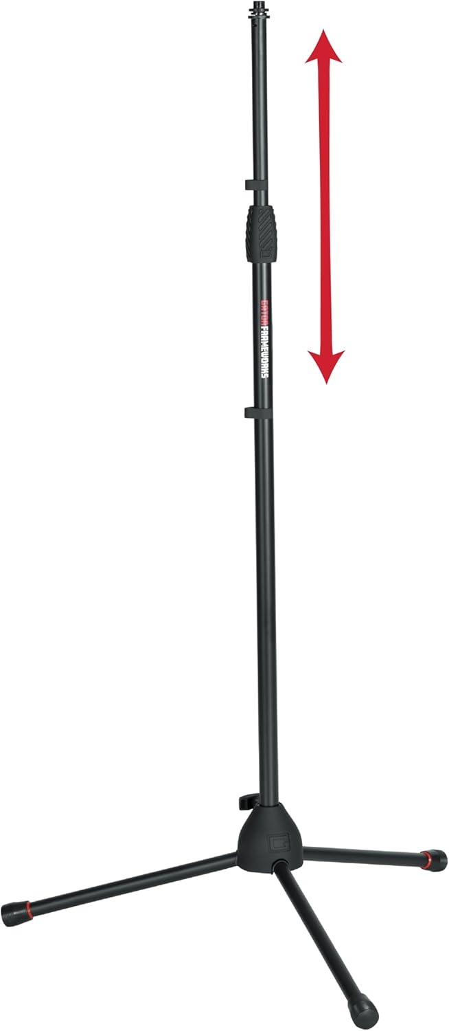 Gator Frameworks Standard Tripod Microphone Stand with Adjustable Height and Both 3/8" and 5/8"