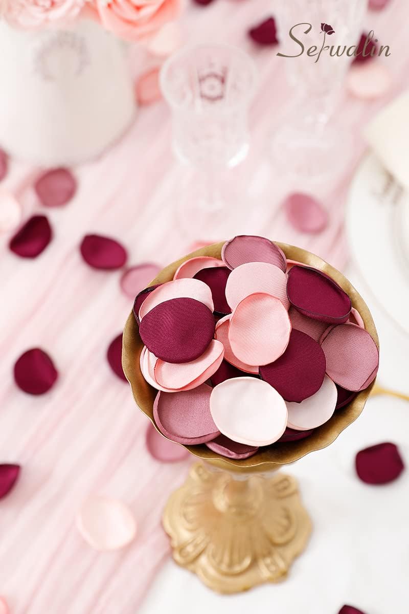 Serwalin 500pcs Silk Rose Petals Artificial Flowers Petals for Weddings Proposal Burgundy Pink