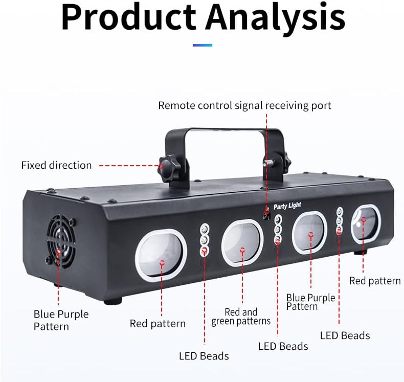 Party Lights DJ Disco Lights, 3D Effect Sound Sensing Laser Flash Stage Projector Home Show