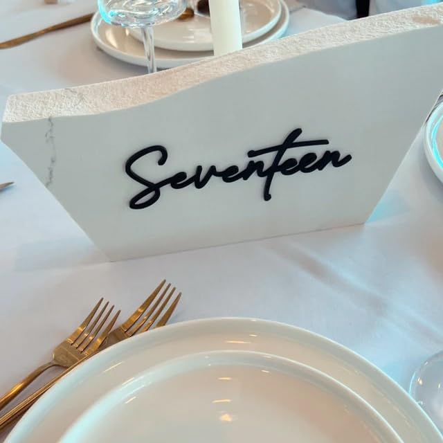 Cursive Wedding Table Number SET, DIY thin modern Black or White acrylic cutouts with silicone glue