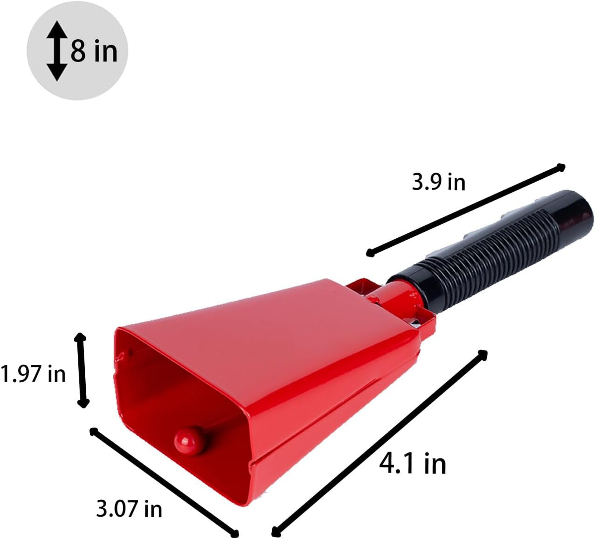 Steel Cowbell with Handle 8 Inch Cow Bells Noise Makers, 2 Pack Large Cowbells for Sporting Events